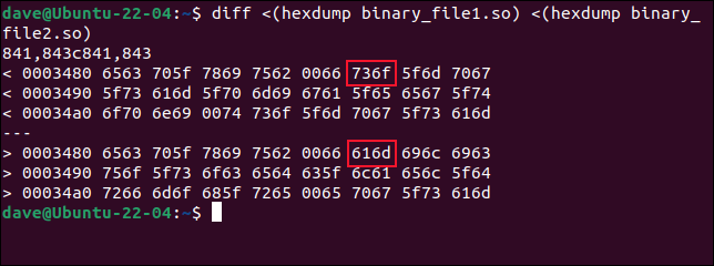 diff と hexdump を使用して 2 つのファイルの違いを取得する