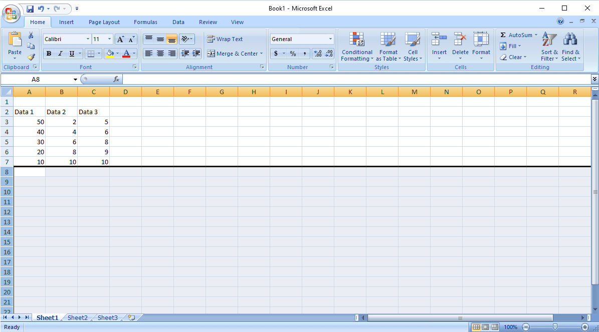 Pressione Ctrl + Shift e, em seguida, pressione a tecla de seta para baixo para selecionar todas as linhas.