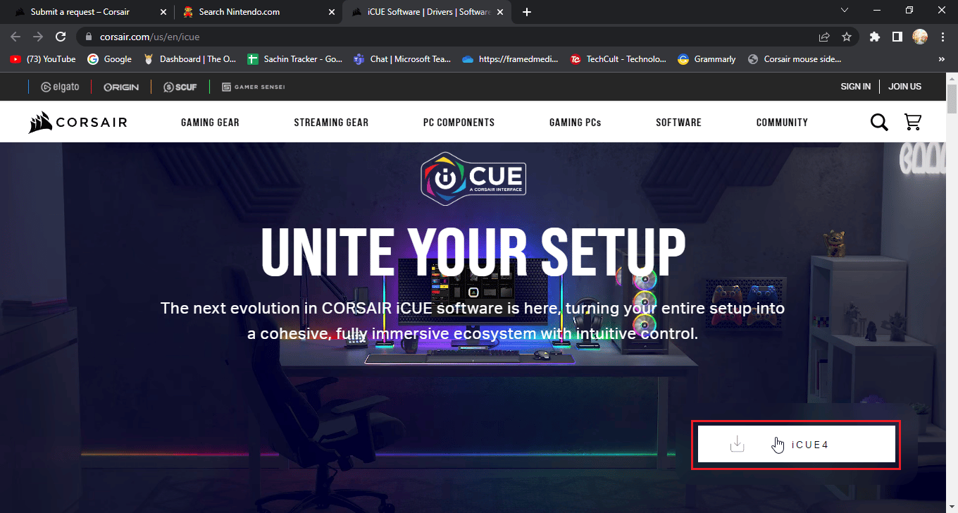 haga clic en iCUE4 para seleccionar la versión