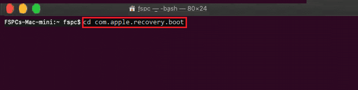 Comando cd com.apple.recovery.boot