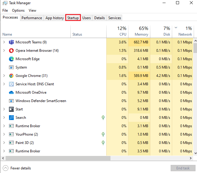 單擊啟動選項卡。修復 Windows 10 中的 WHEA 內部錯誤