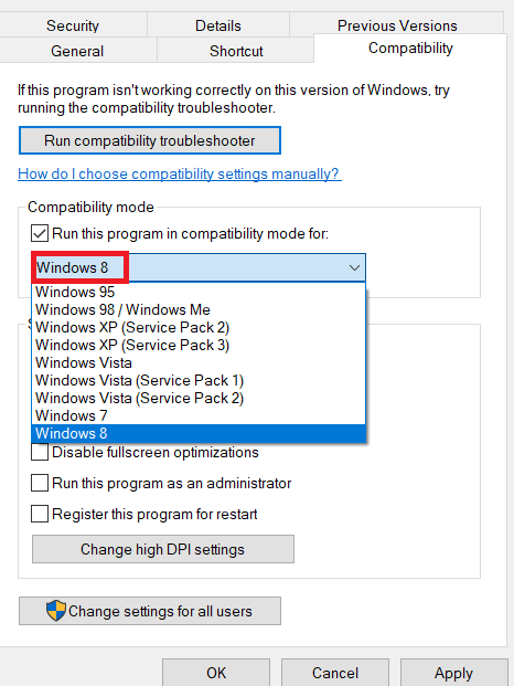 Wählen Sie entweder Windows 7 oder Windows 8 Dropdown-Optionen. Korrigieren Sie hohen Ping in League of Legends