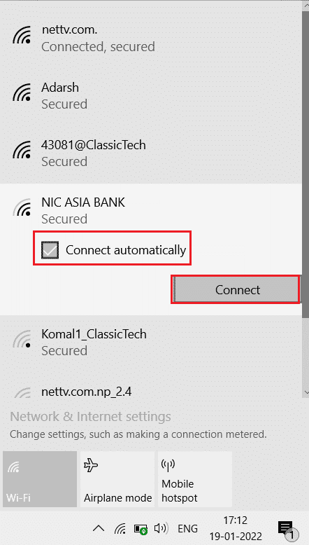 deseleziona l'opzione connetti automaticamente in wifi