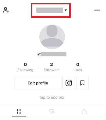 Buka profil TikTok Anda dan ketuk panah tarik-turun di bagian atas.