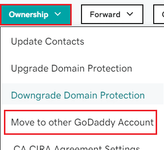 单击移至其他 GoDaddy 帐户