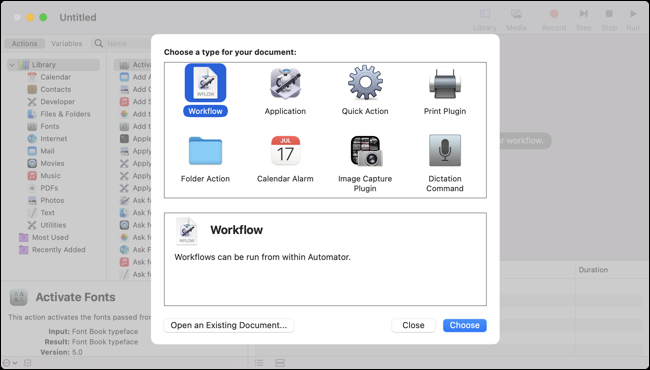 新的 Automator 快速操作