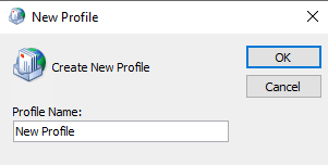 Dê um nome ao seu novo perfil e clique em OK. Corrigir o erro do Outlook 0x8004102a no Windows 10