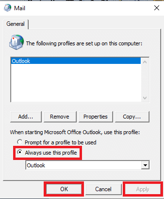 Selectați noul profil și selectați opțiunea Utilizați întotdeauna acest profil și faceți clic pe Aplicare și apoi pe Ok