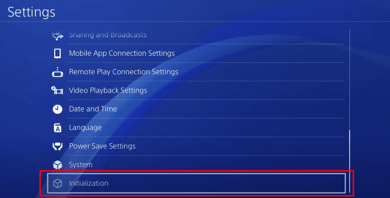 seleccione la configuración de inicialización. Solucionar el error de PS4 CE-32895-7