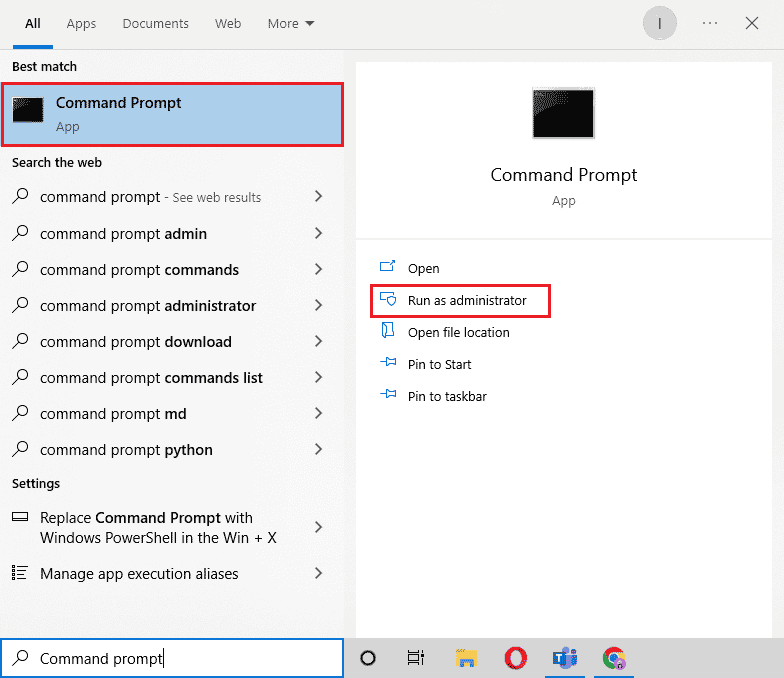 เปิด Command Prompt แล้วคลิก Run as administrator แก้ไข Dota 2 ไม่ตอบสนองใน Windows 10