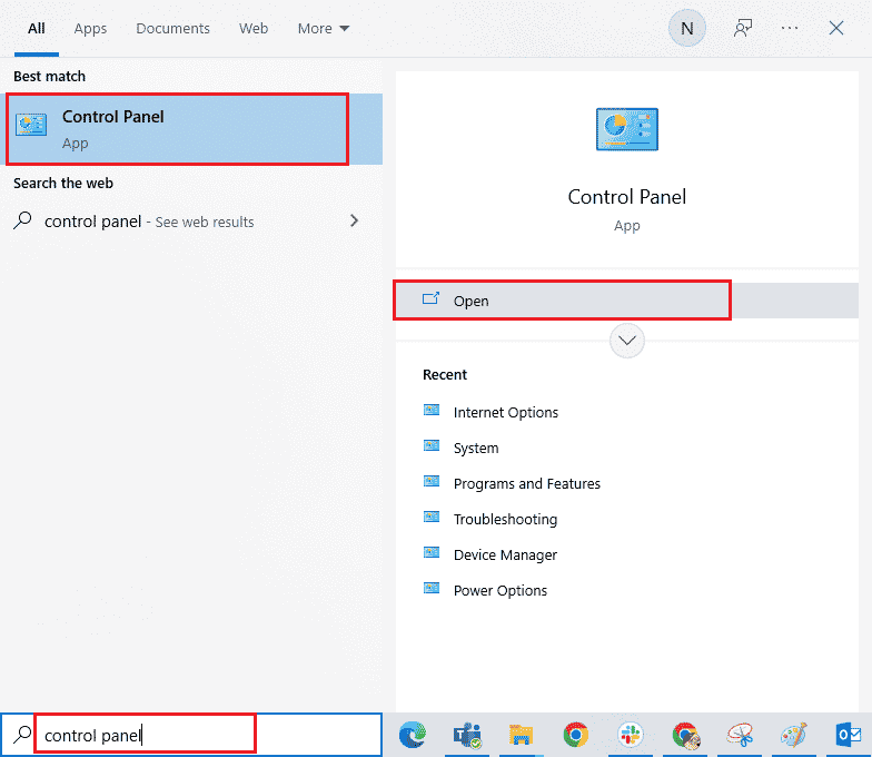 abra o Painel de Controle. Corrigir a origem travada ao retomar o download no Windows 10