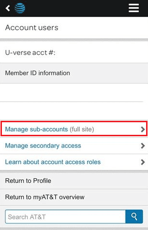 サブアカウントの管理 | をタップします。 ATT アカウントを削除する方法 | AT&T のインストールをキャンセルする