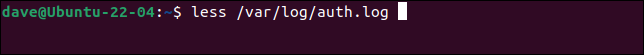 Osservando il file /var/log/auth.log con less