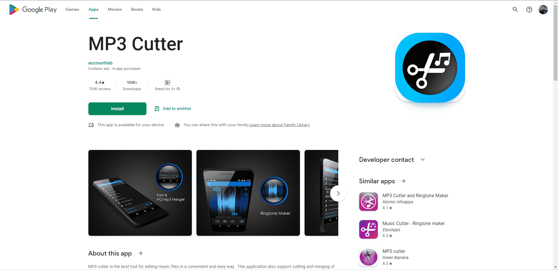 MP3 Cutter Play Store pagina web. Cele mai bune aplicații gratuite de editare audio pentru Android