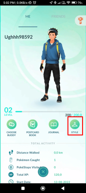 toque na opção Estilo no menu de personagens.