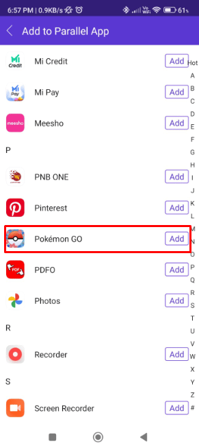 ปัดลงเพื่อค้นหาและแตะที่ปุ่มเพิ่มถัดจากแอพ Pokemon GO