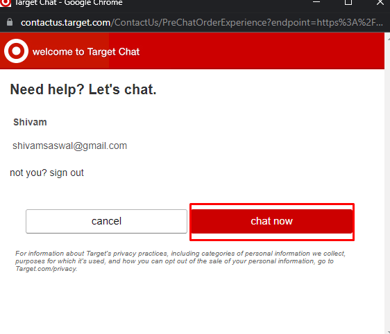 Kemudian klik lagi tombol chat now. | Cara Menghapus Akun Target