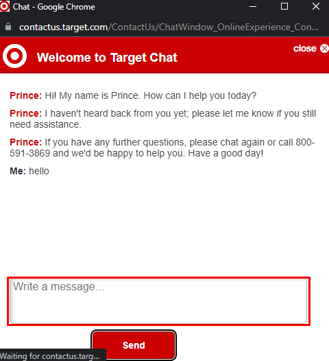 Chatea con el representante de atención al cliente de Target