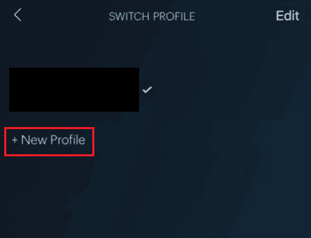 SWITCH PROFILE 画面で + New Profile をタップします。