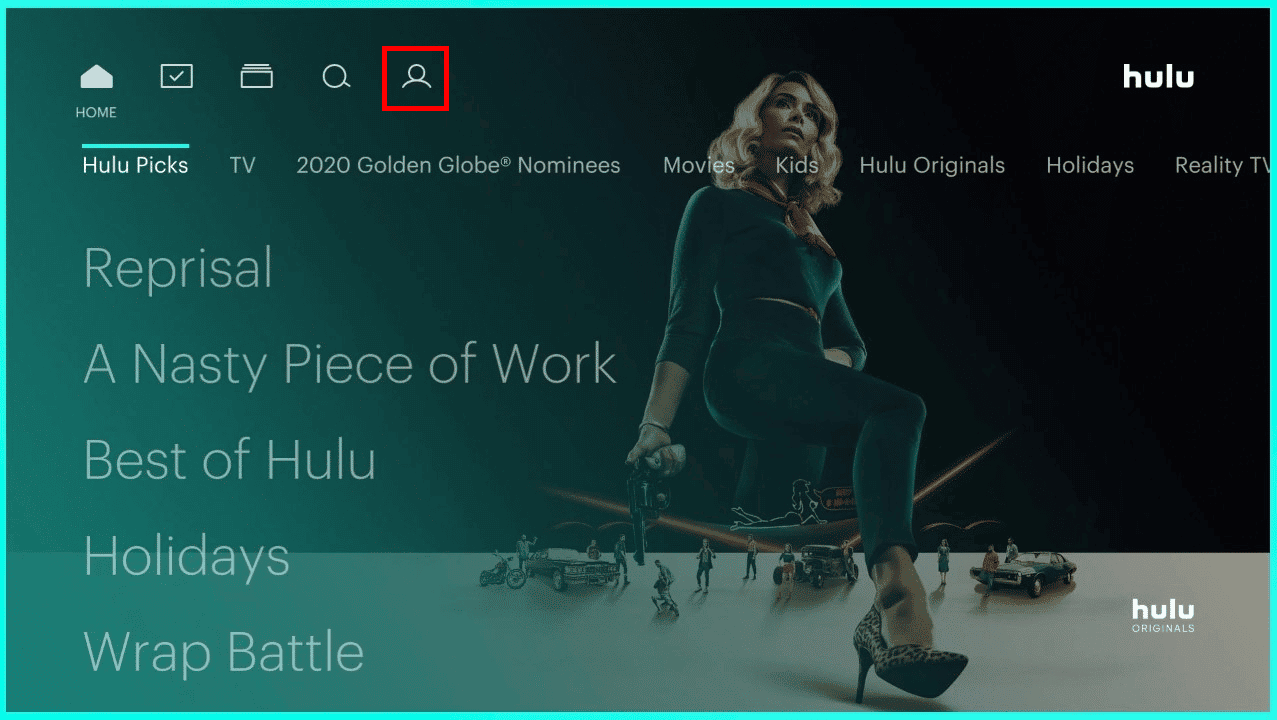 Acesse o aplicativo Hulu na sua TV e selecione o ícone Perfil