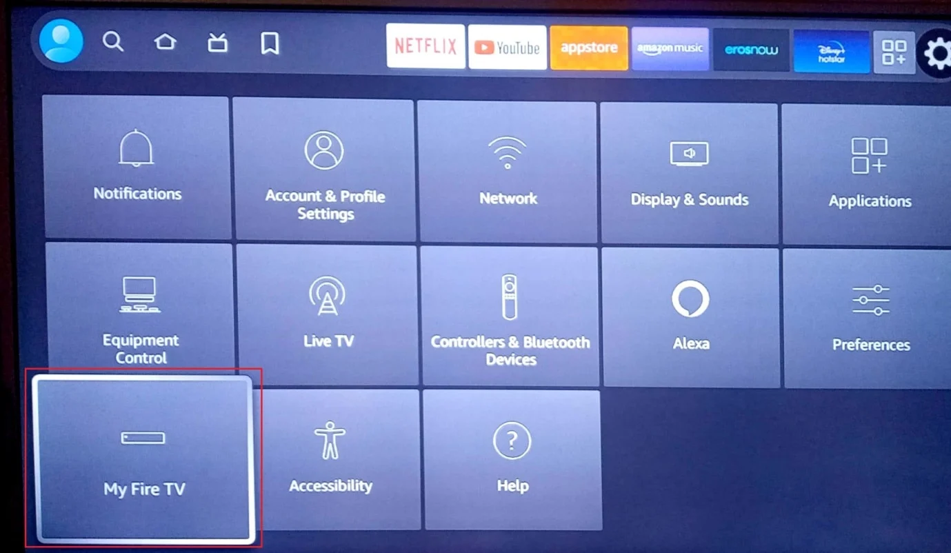 Drücken Sie auf myfire tv. Beheben Sie das Problem mit der Amazon Fire Stick-Verlangsamung