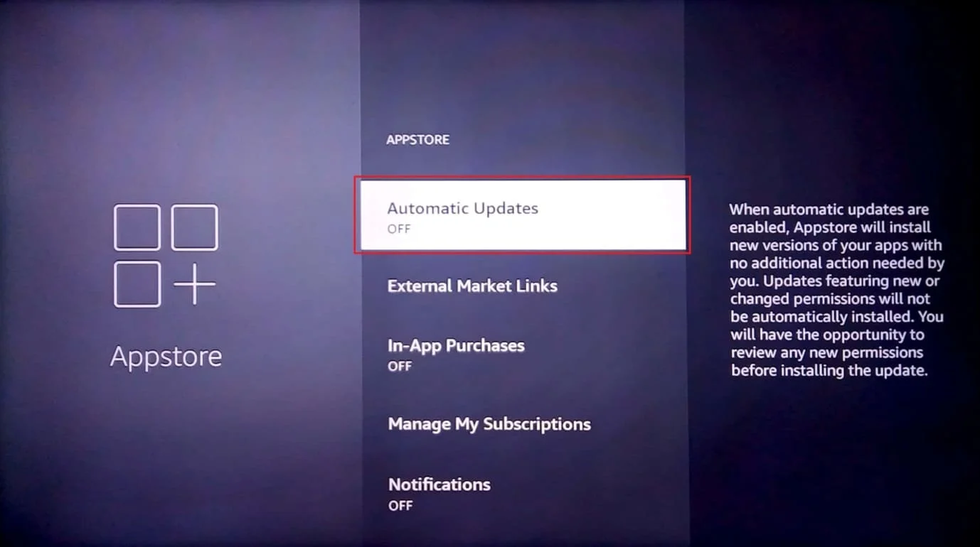 aggiornamenti automatici. come migliorare le prestazioni di Firestick