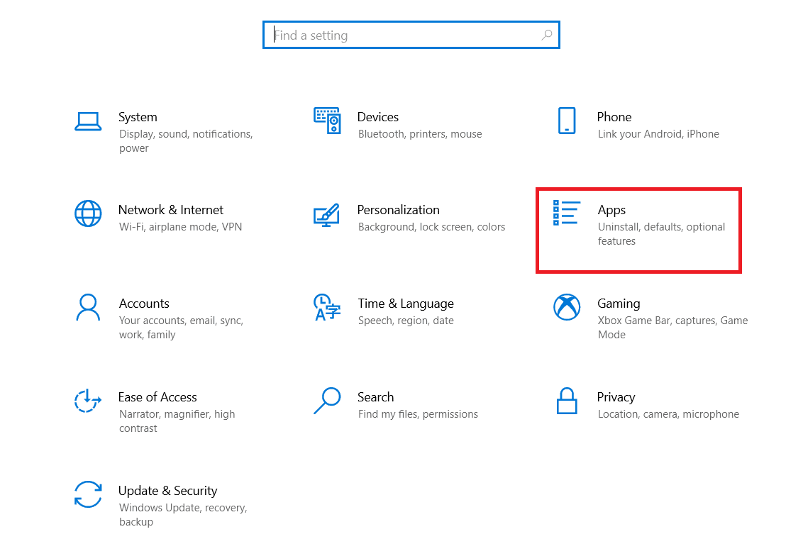 Haga clic en Configuración de aplicaciones. Solucionar el error fatal de riesgo de lluvia en la acción número 1