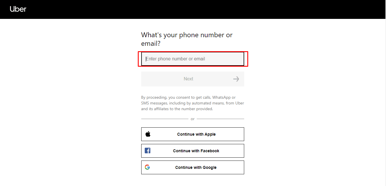 Maintenant, vous devez entrer votre numéro de téléphone ou votre adresse e-mail pour authentifier votre connexion.