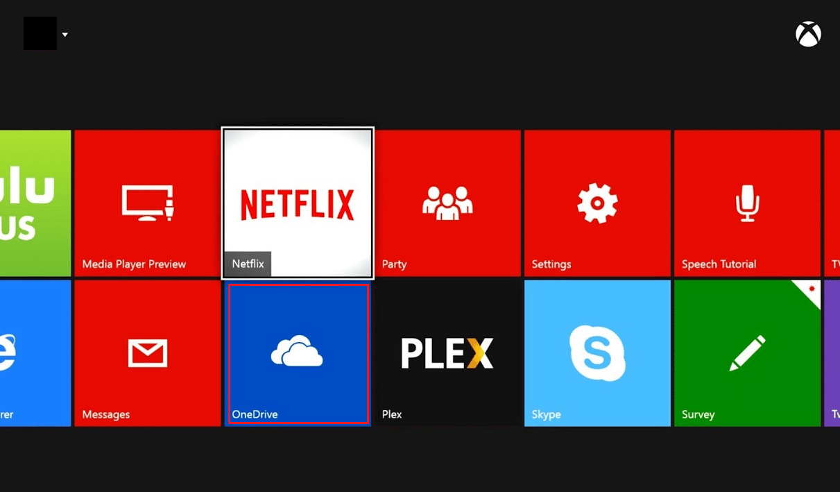 apri l'app OneDrive sulla tua Xbox
