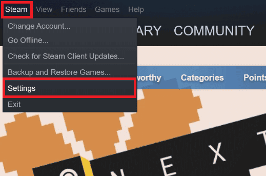 ve a Ajustes de Steam. Arreglar el código de error Beaver en Destiny