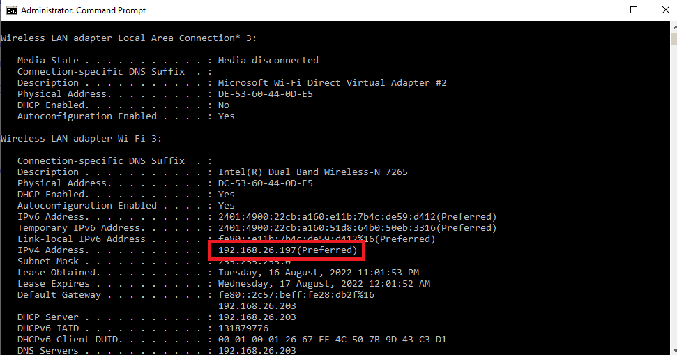 Notez l'adresse IP. Correction de l'erreur du serveur proxy Wi-Fi PS4