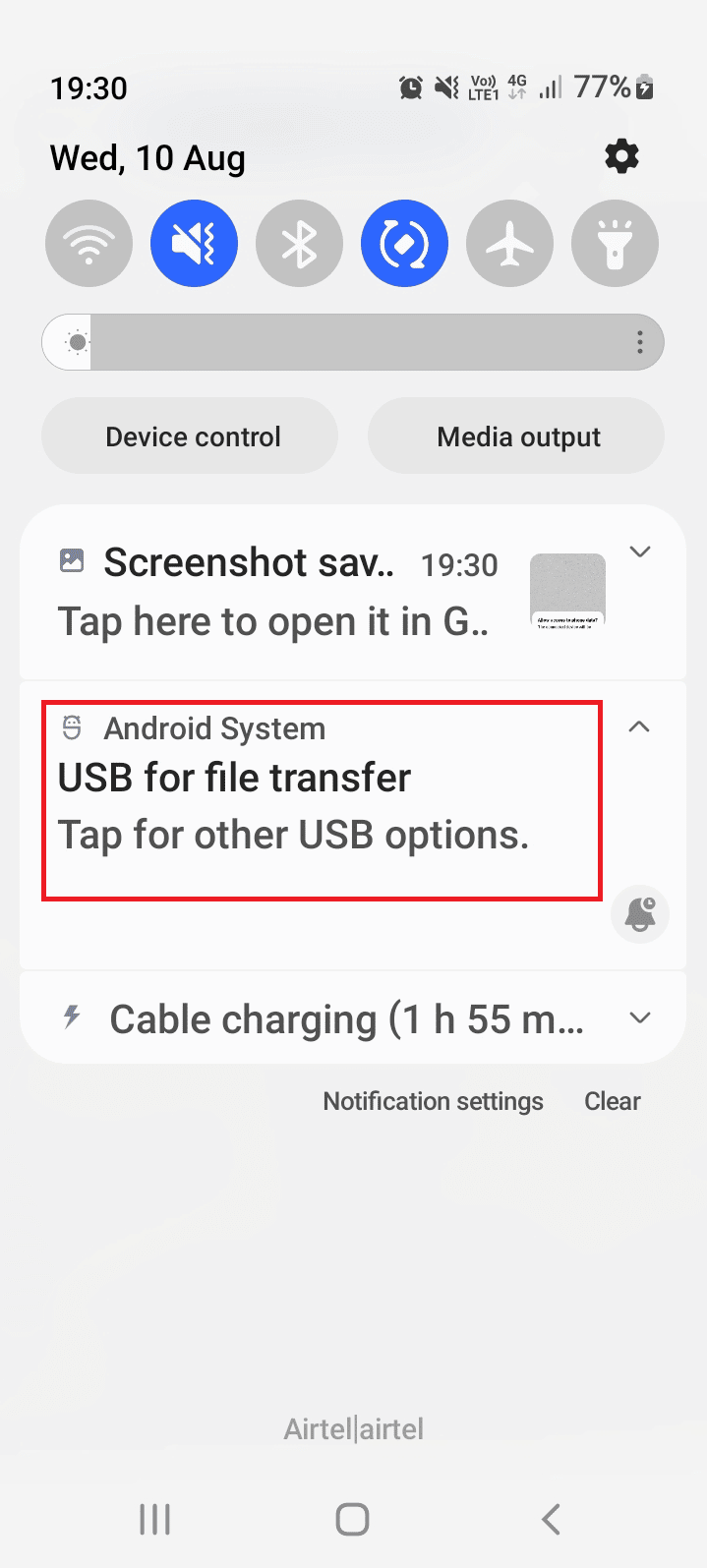 atingeți opțiunea USB pentru transfer de fișiere. Remediați problema conexiunii USB a telefonului Android