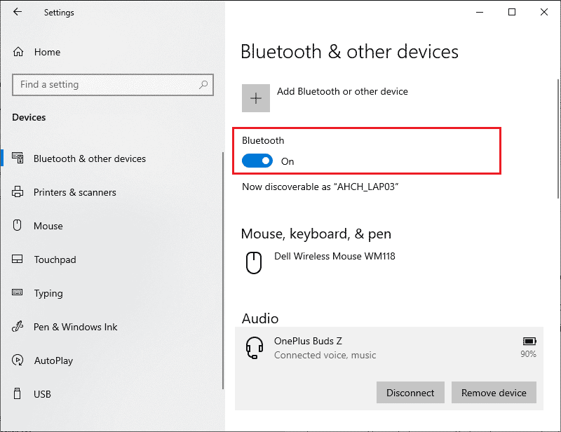 encienda su dispositivo Bluetooth. Arreglar la transferencia de archivos USB de Android que no funciona en Windows 10