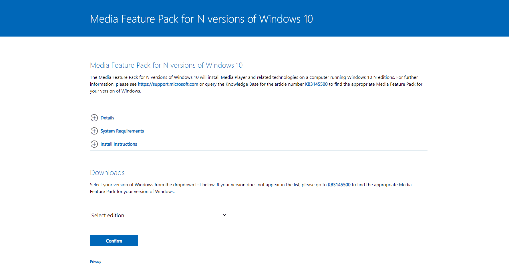 หน้าดาวน์โหลด Windows Media Feature Pack แก้ไขปัญหาการเชื่อมต่อ USB ของโทรศัพท์ Android