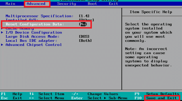 Sección BIOS avanzada. Arreglar Intel Wireless AC 9560 no funciona