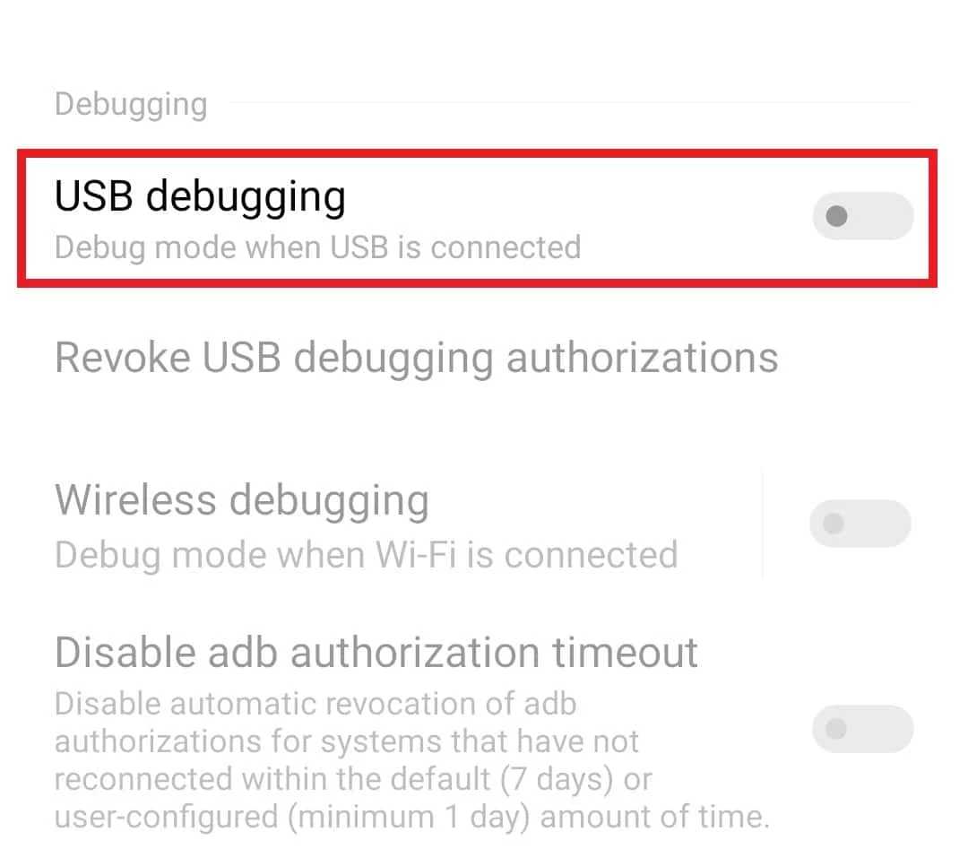 Activa la depuración de USB. Cómo usar la aplicación de desinstalación de ADB