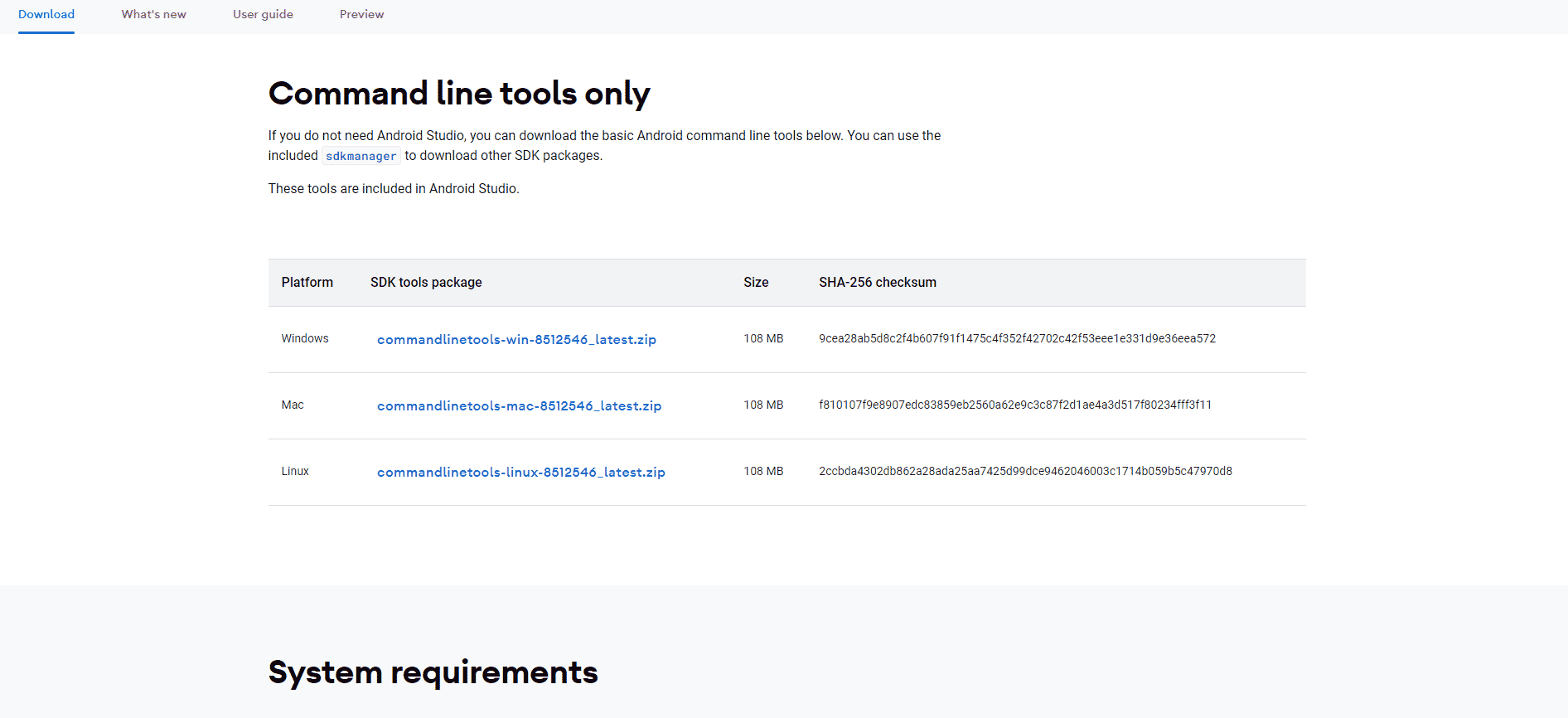 section outils de ligne de commande uniquement