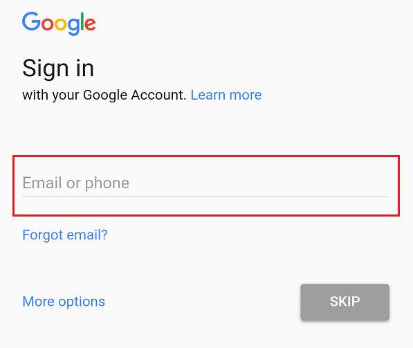 Insira as mesmas credenciais da Conta do Google nas quais você ativou o backup para fazer login nessa conta