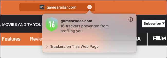 Rapporto sulla privacy di Safari e tracker