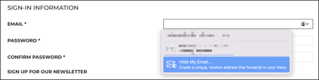 Intégration de Hide My Email avec Safari