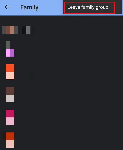 Нажмите «Покинуть семейную группу».