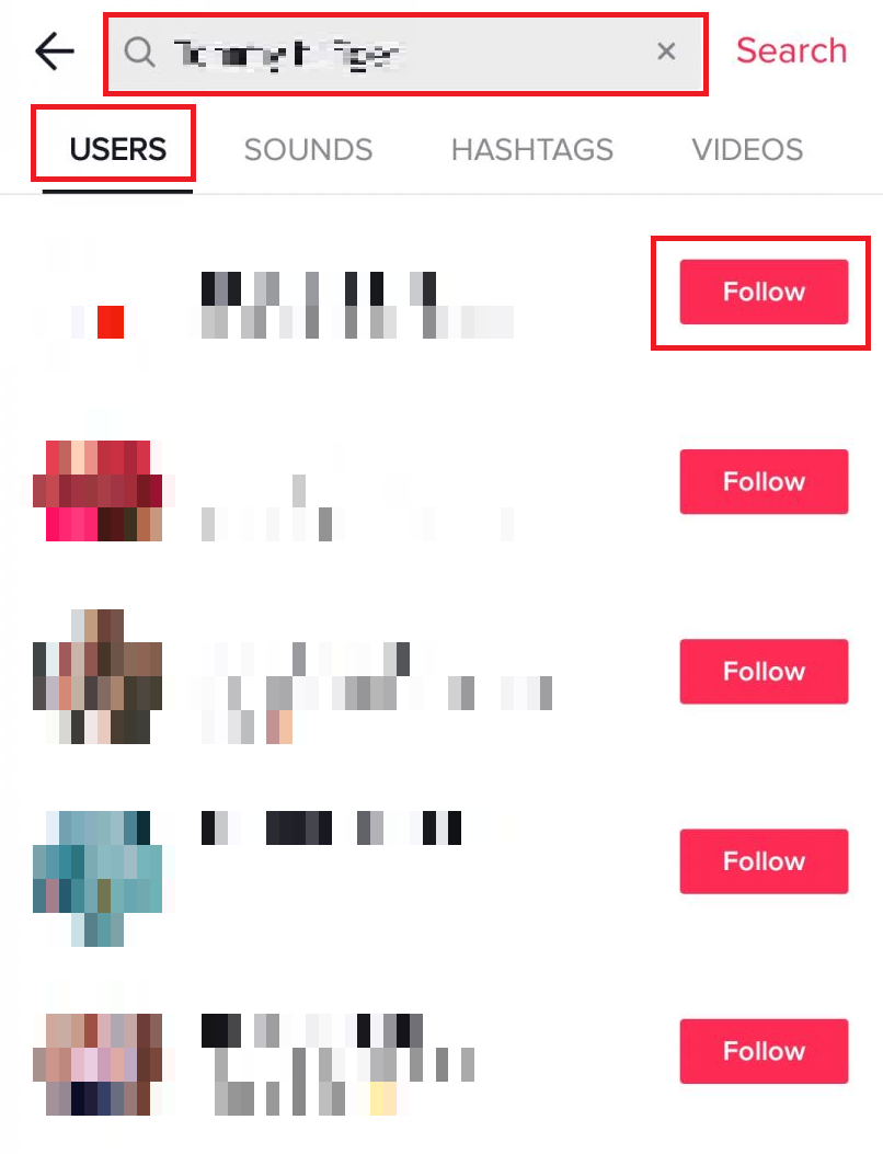 TikTok Search - Sección USUARIOS - Seguir | ¿Cuántas cuentas de TikTok puedes tener?