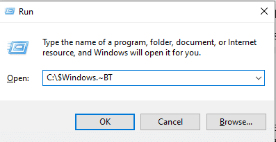 Çalıştır isteminde C Windows BT yazın ve Tamam'ı tıklayın.