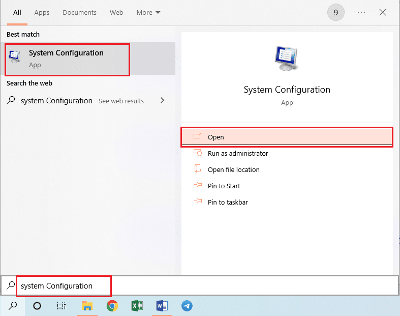 avvia l'app Configurazione del sistema sul tuo PC