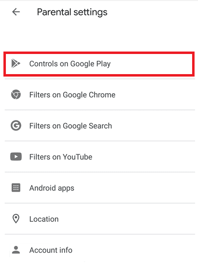 Appuyez sur Contrôles sur Google Play | Comment supprimer Family Link sans l'autorisation des parents