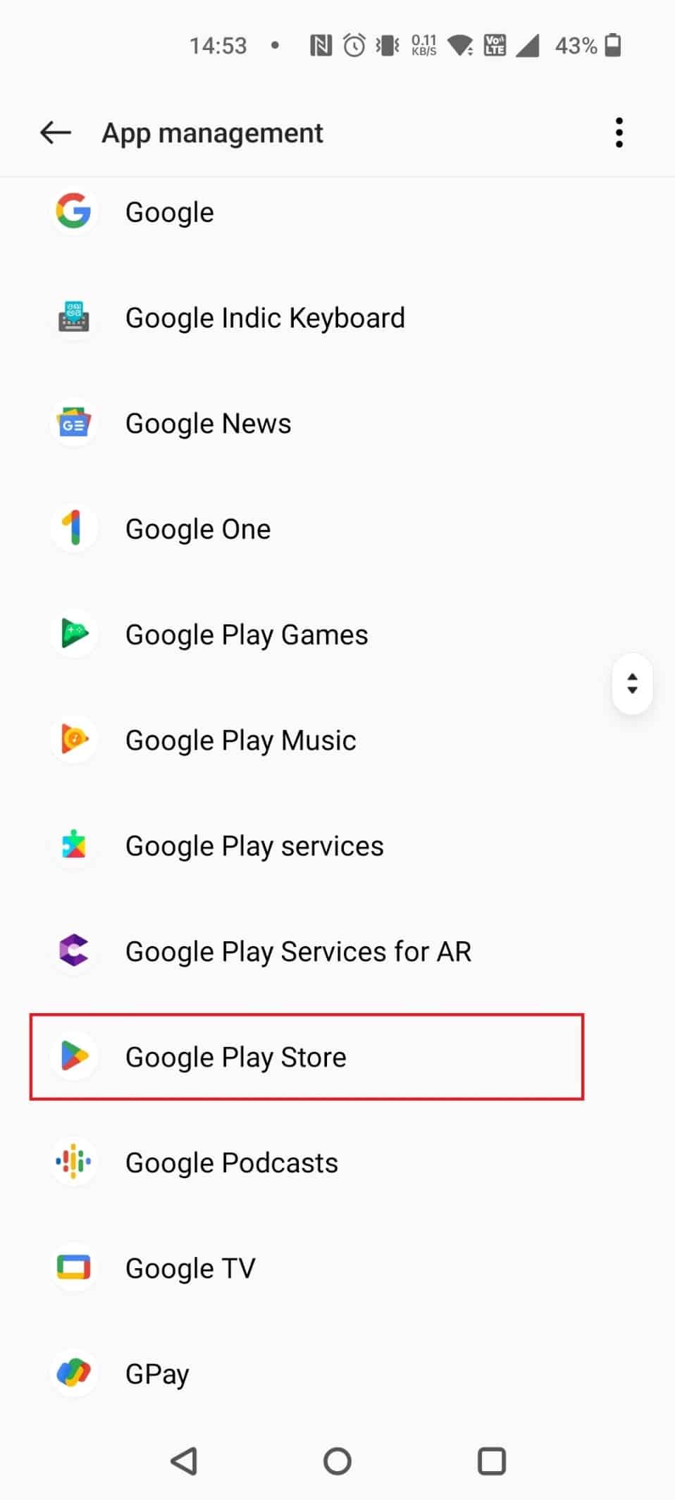 Wählen Sie Google Play Store