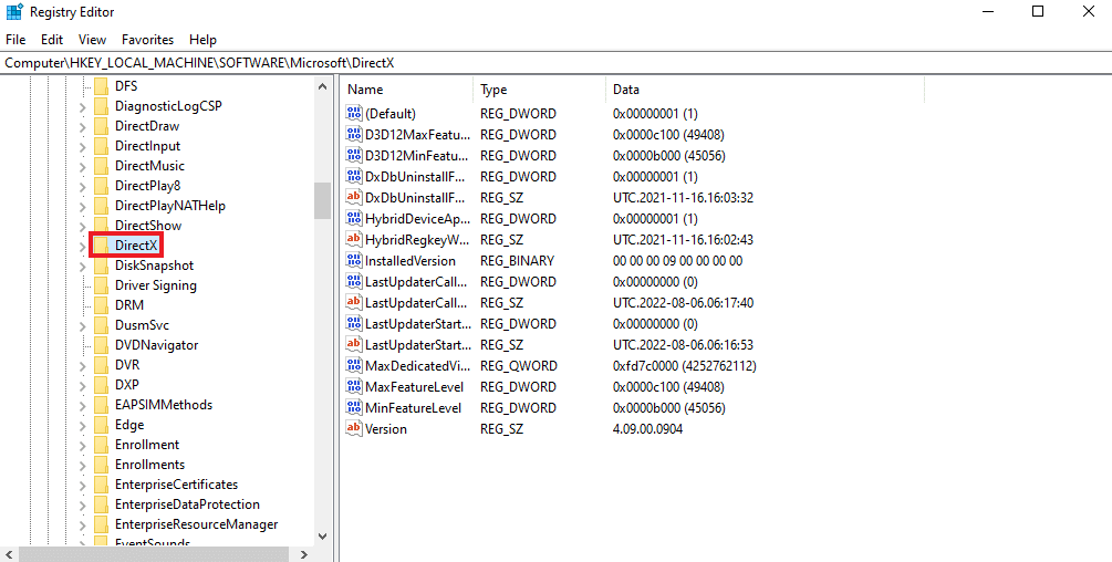 Klik pada folder DirectX