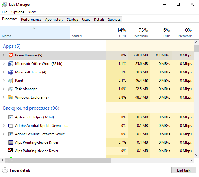 Öffnen Sie den Task-Manager