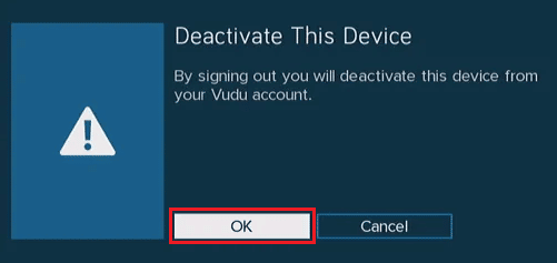 нажмите «ОК», чтобы открыть всплывающее окно «Деактивация этого устройства».