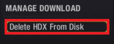 เลือก Delete HDX From Disk เพื่อลบภาพยนตร์ที่ดาวน์โหลดจากดิสก์ Vudu ของคุณ